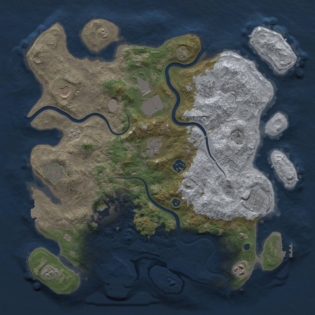 Rust Map: Procedural Map, Size: 3850, Seed: 248894641, 16 Monuments