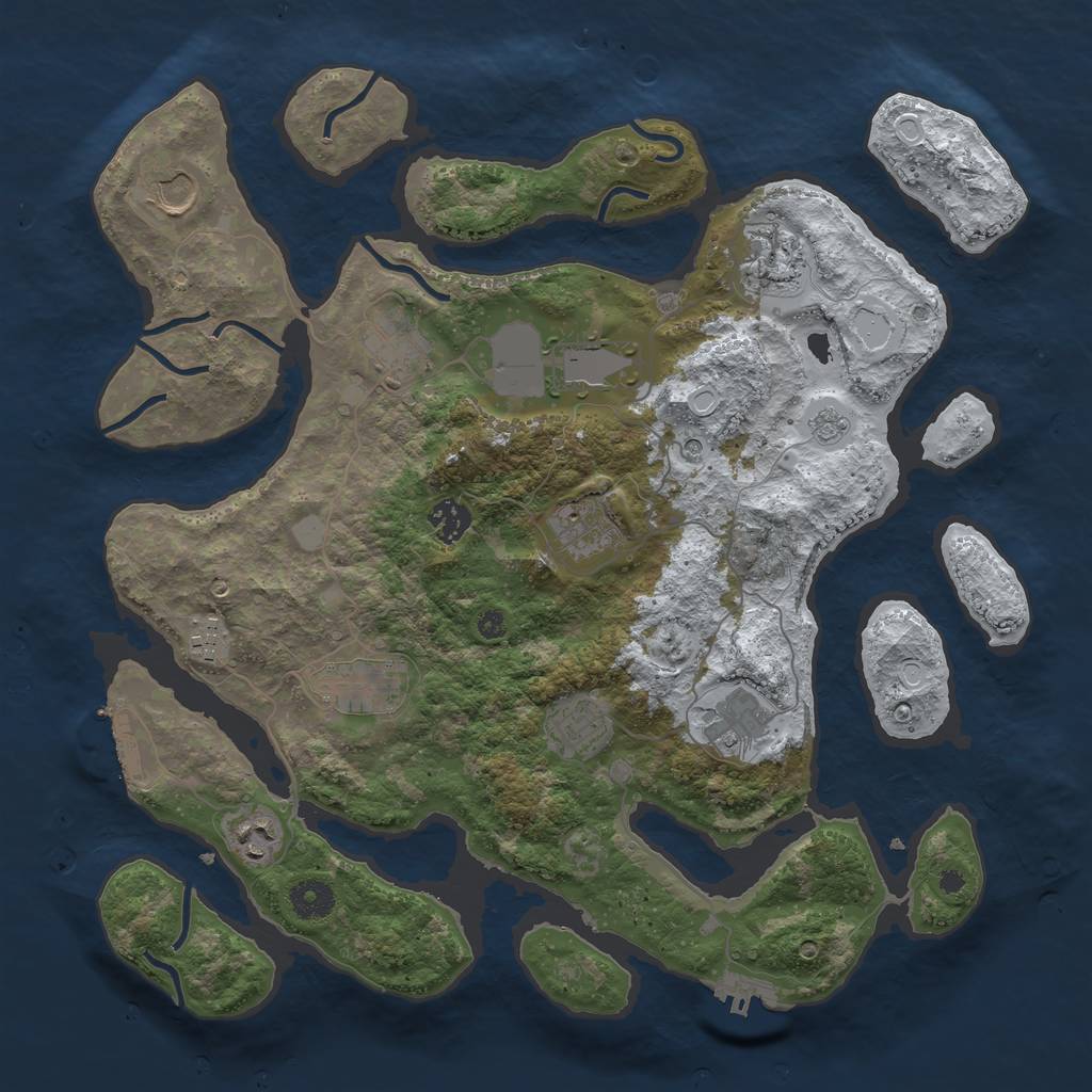 Rust Map: Procedural Map, Size: 3850, Seed: 248894641, 20 Monuments