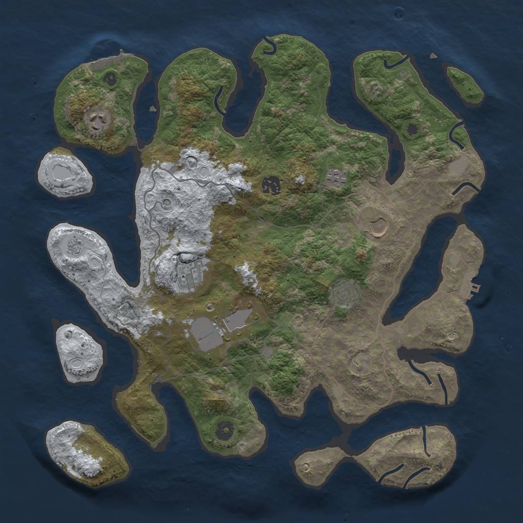 Rust Map: Procedural Map, Size: 4000, Seed: 1622713, 16 Monuments