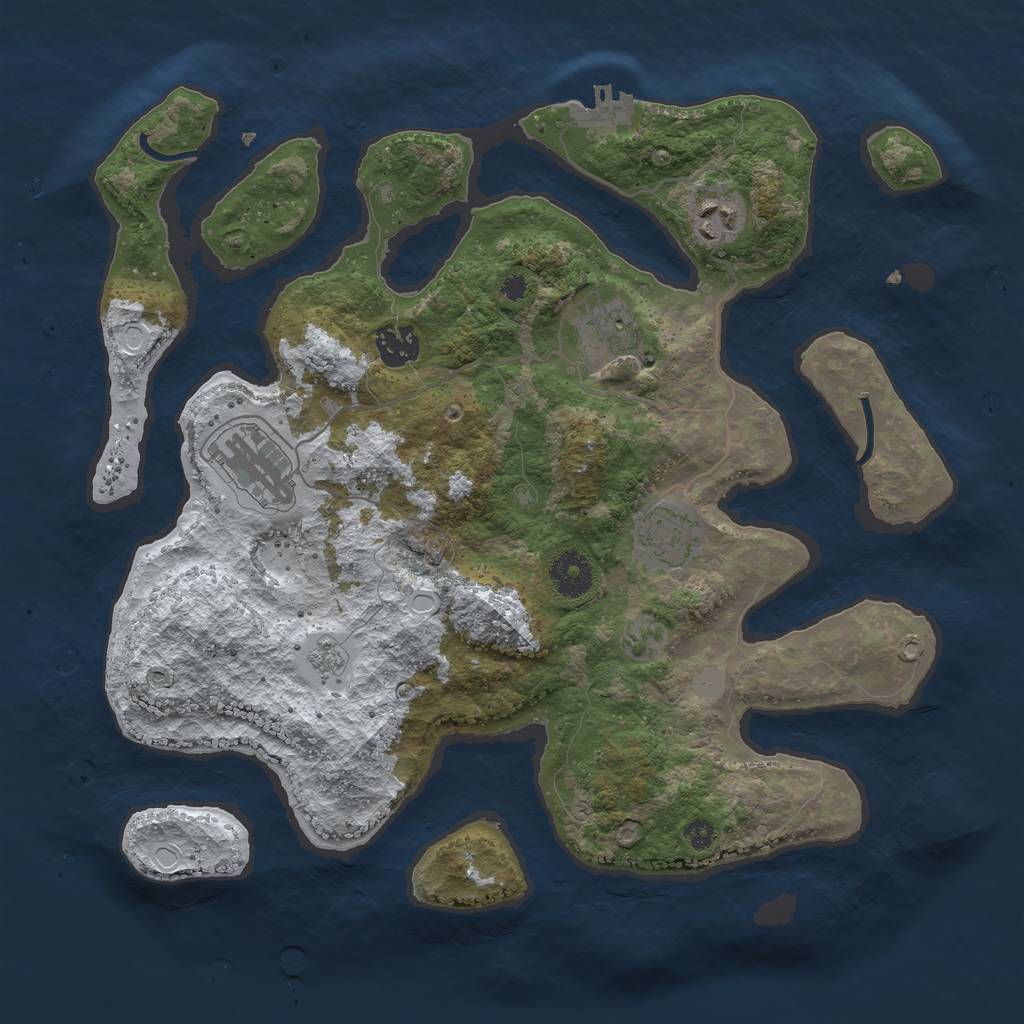 Rust Map: Procedural Map, Size: 3500, Seed: 1245940, 12 Monuments