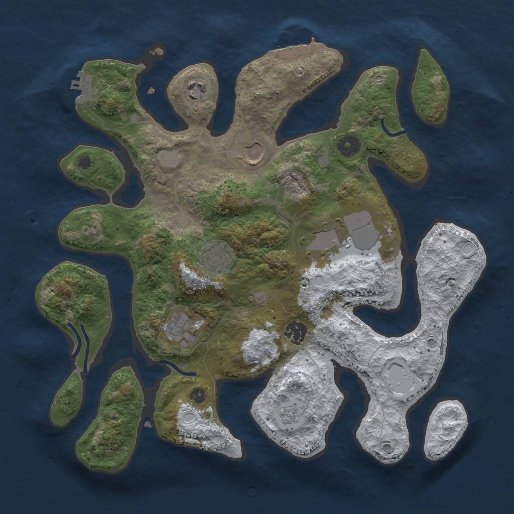 Rust Map: Procedural Map, Size: 3500, Seed: 3169244, 14 Monuments