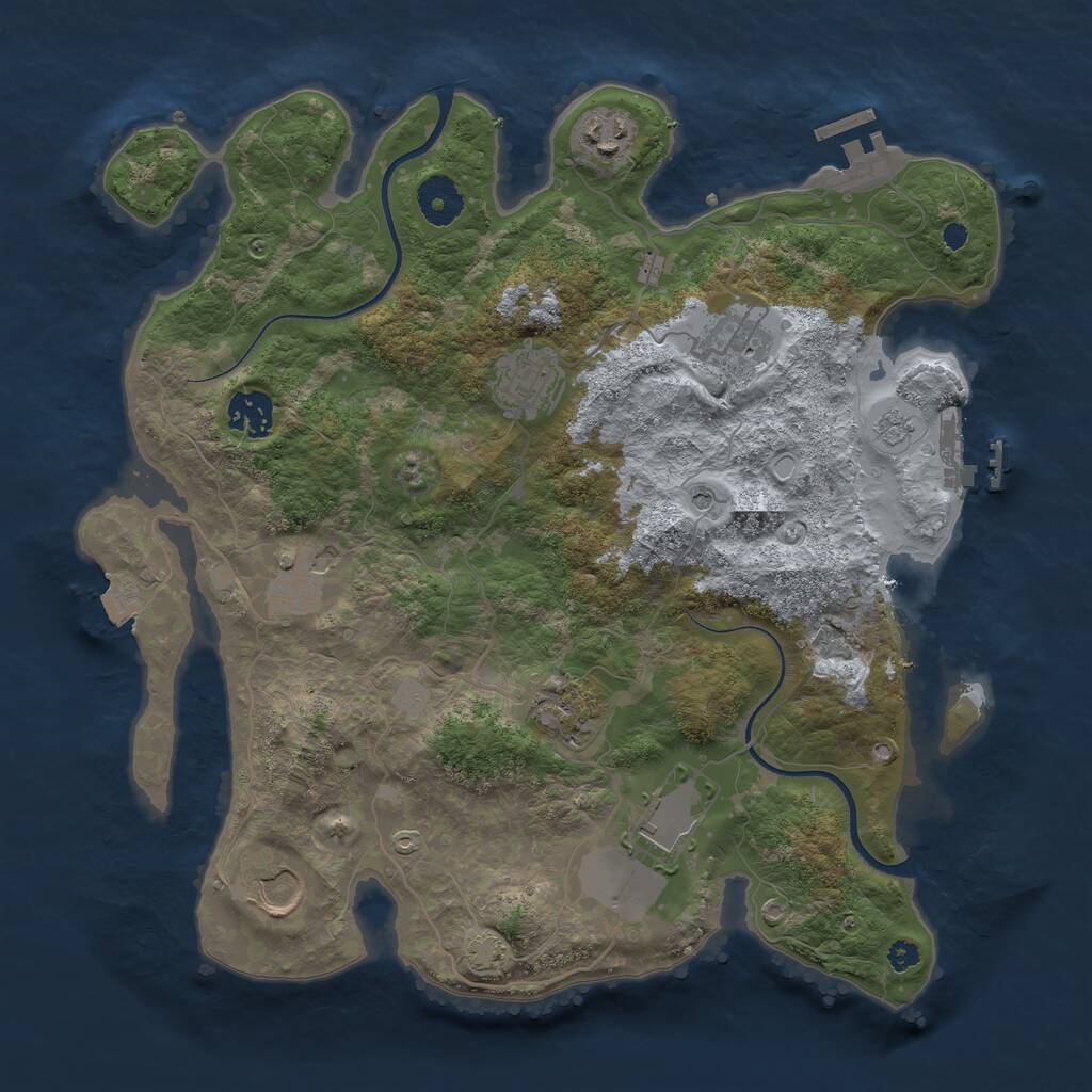 Rust Map: Procedural Map, Size: 3500, Seed: 3522542, 14 Monuments
