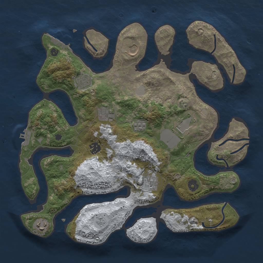 Rust Map: Procedural Map, Size: 3500, Seed: 3395822, 16 Monuments