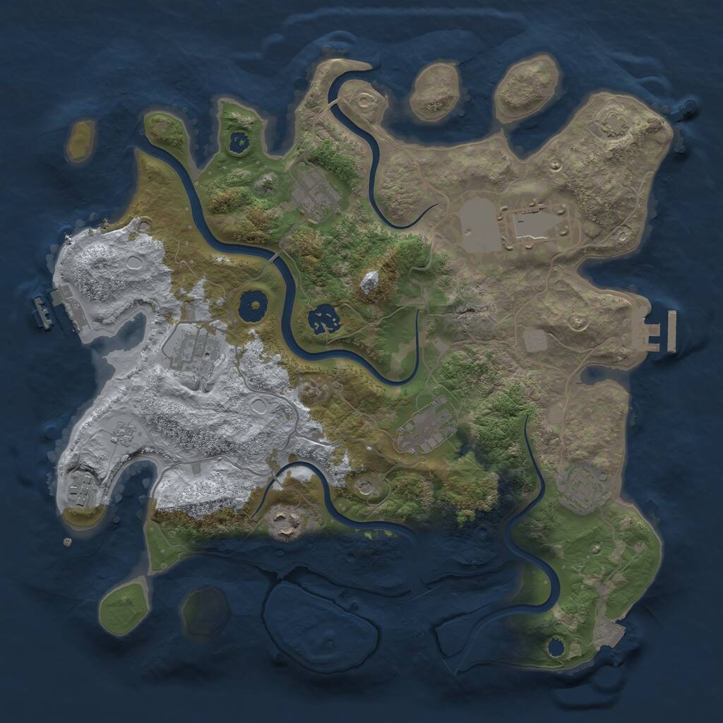 Rust Map: Procedural Map, Size: 3500, Seed: 6194356, 14 Monuments