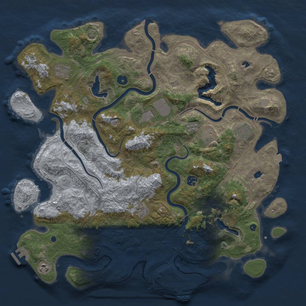 Rust Map: Procedural Map, Size: 4500, Seed: 4117552, 14 Monuments