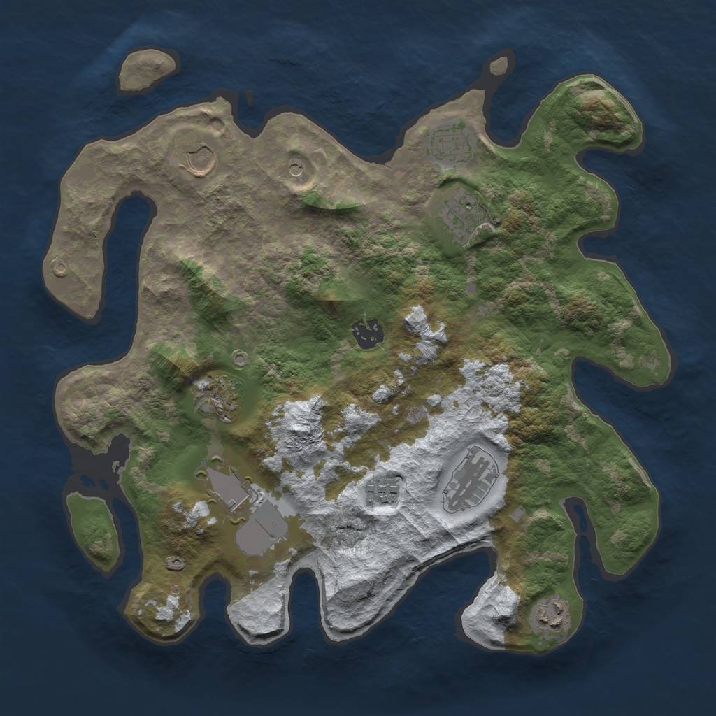 Rust Map: Barren, Size: 3500, Seed: 1981704, 12 Monuments