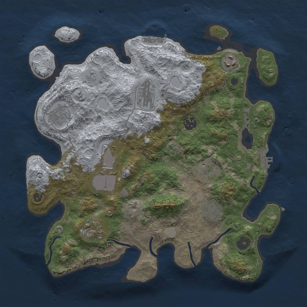 Rust Map: Procedural Map, Size: 3500, Seed: 225367, 15 Monuments
