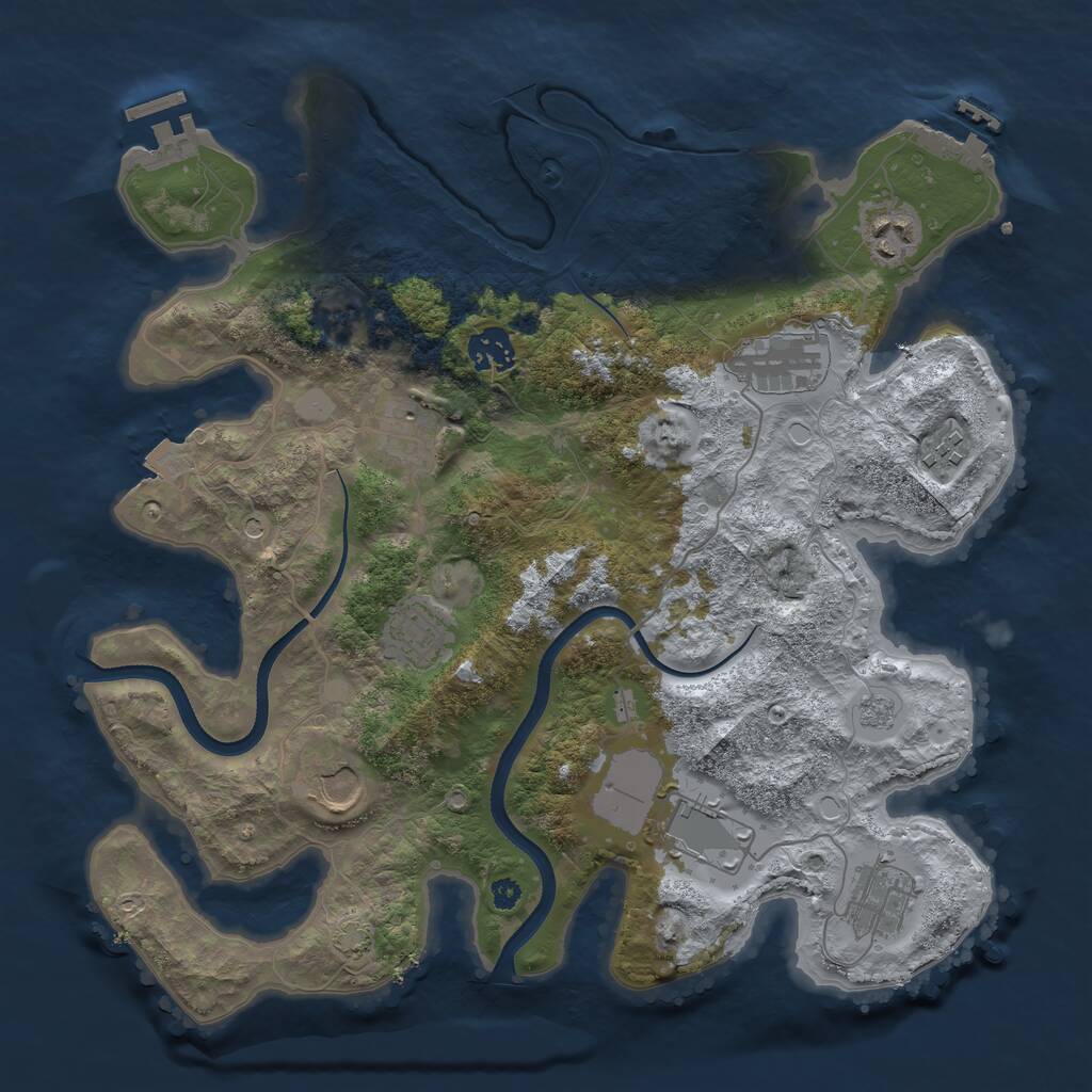 Rust Map: Procedural Map, Size: 3550, Seed: 762127, 15 Monuments