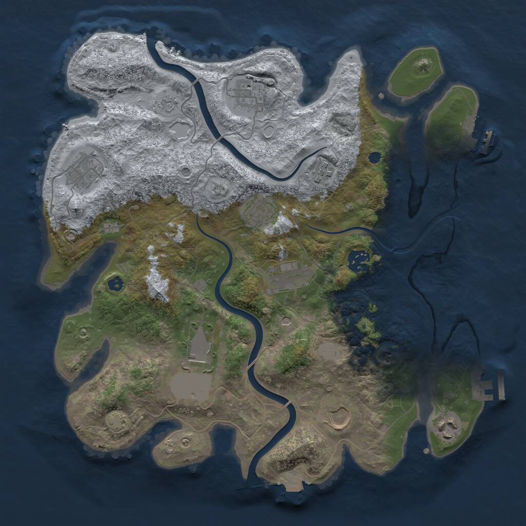 Rust Map: Procedural Map, Size: 3500, Seed: 4571469, 15 Monuments