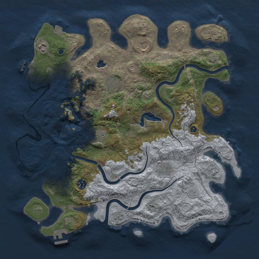 Rust Map: Procedural Map, Size: 4000, Seed: 6985, 13 Monuments