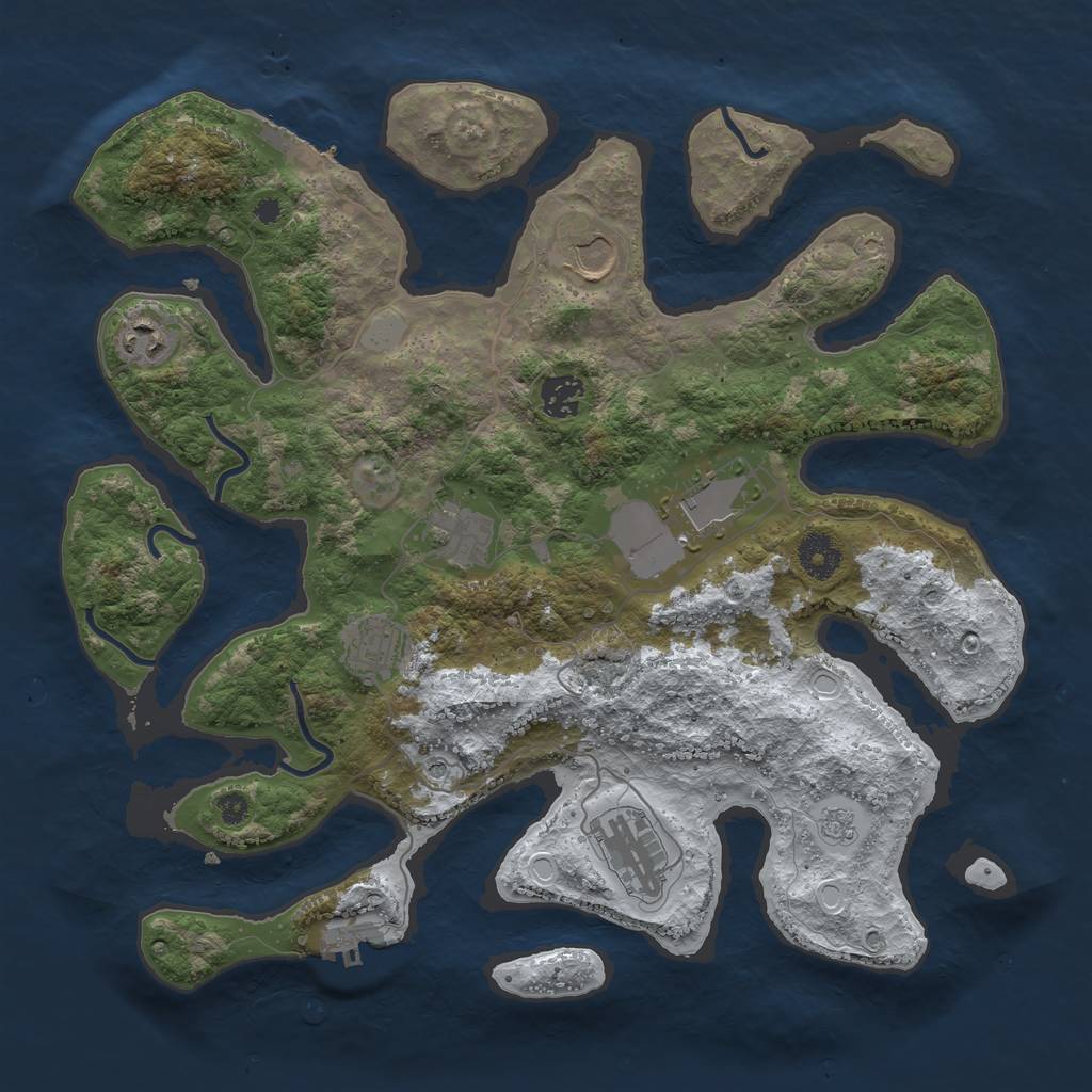 Rust Map: Procedural Map, Size: 3700, Seed: 6744, 16 Monuments