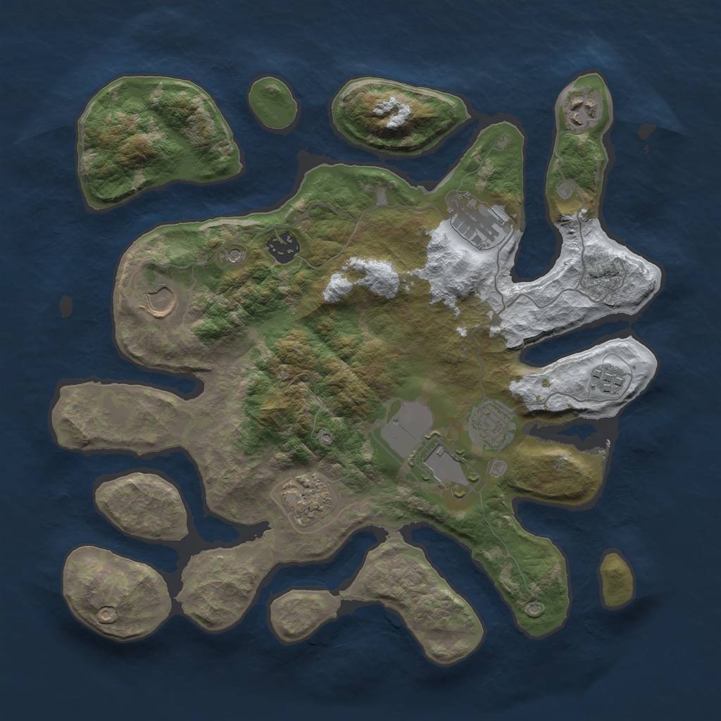Rust Map: Barren, Size: 3500, Seed: 4793393, 11 Monuments