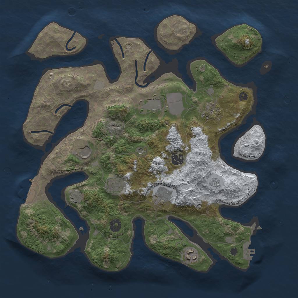 Rust Map: Procedural Map, Size: 3500, Seed: 3706978, 17 Monuments