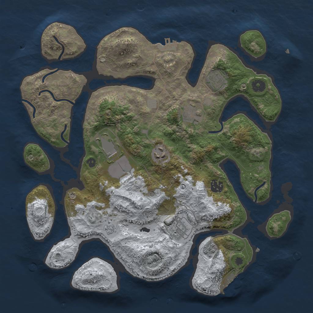 Rust Map: Procedural Map, Size: 3550, Seed: 35147, 16 Monuments