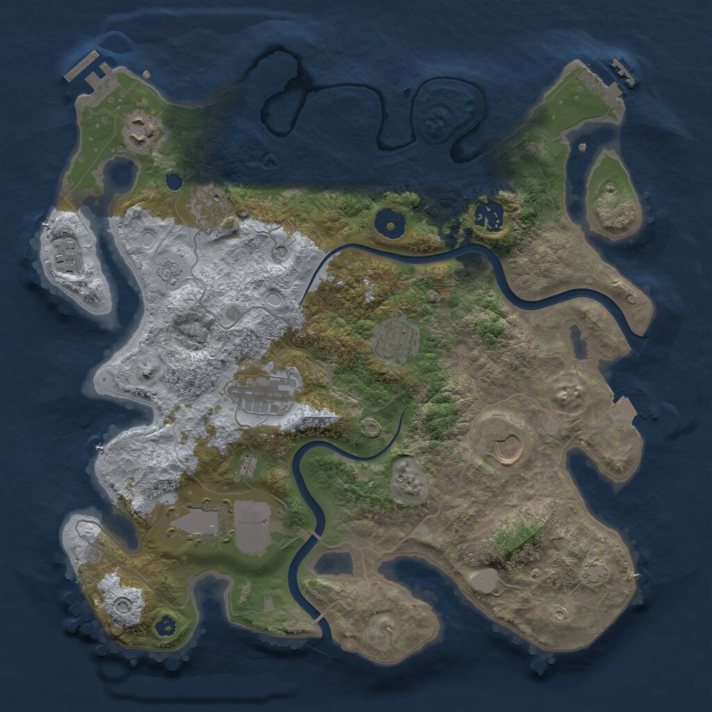 Rust Map: Procedural Map, Size: 3500, Seed: 2435758, 14 Monuments