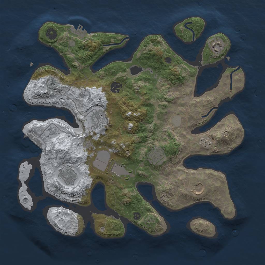 Rust Map: Procedural Map, Size: 3500, Seed: 3362526, 17 Monuments