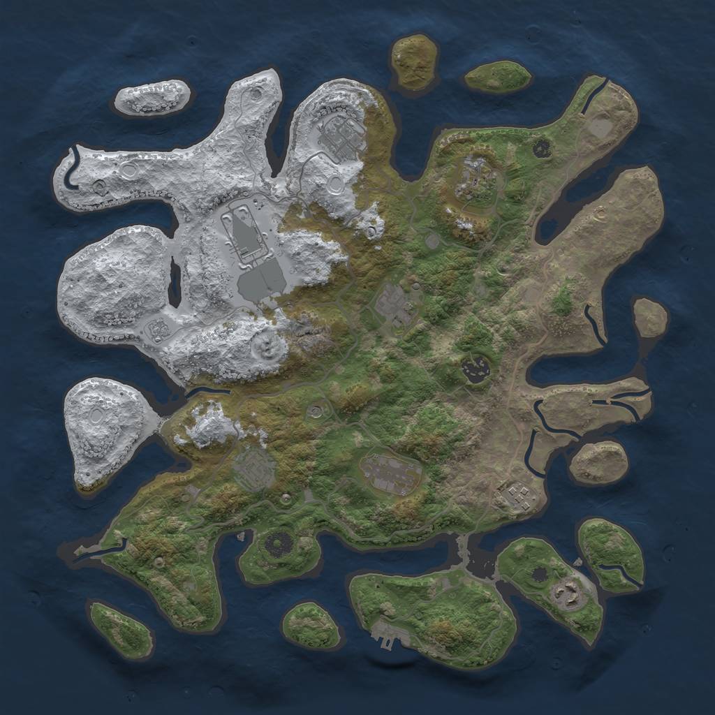 Rust Map: Procedural Map, Size: 4000, Seed: 524407, 17 Monuments