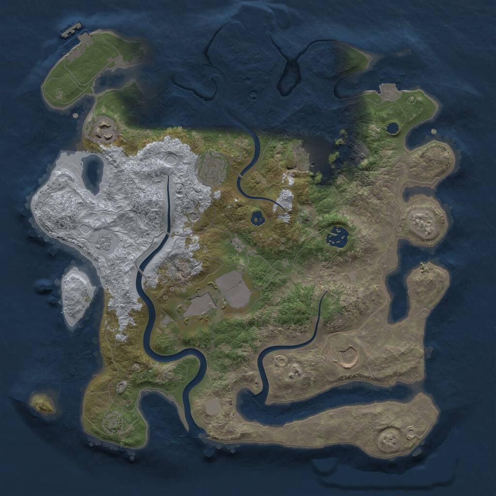 Rust Map: Procedural Map, Size: 3500, Seed: 4629622, 13 Monuments