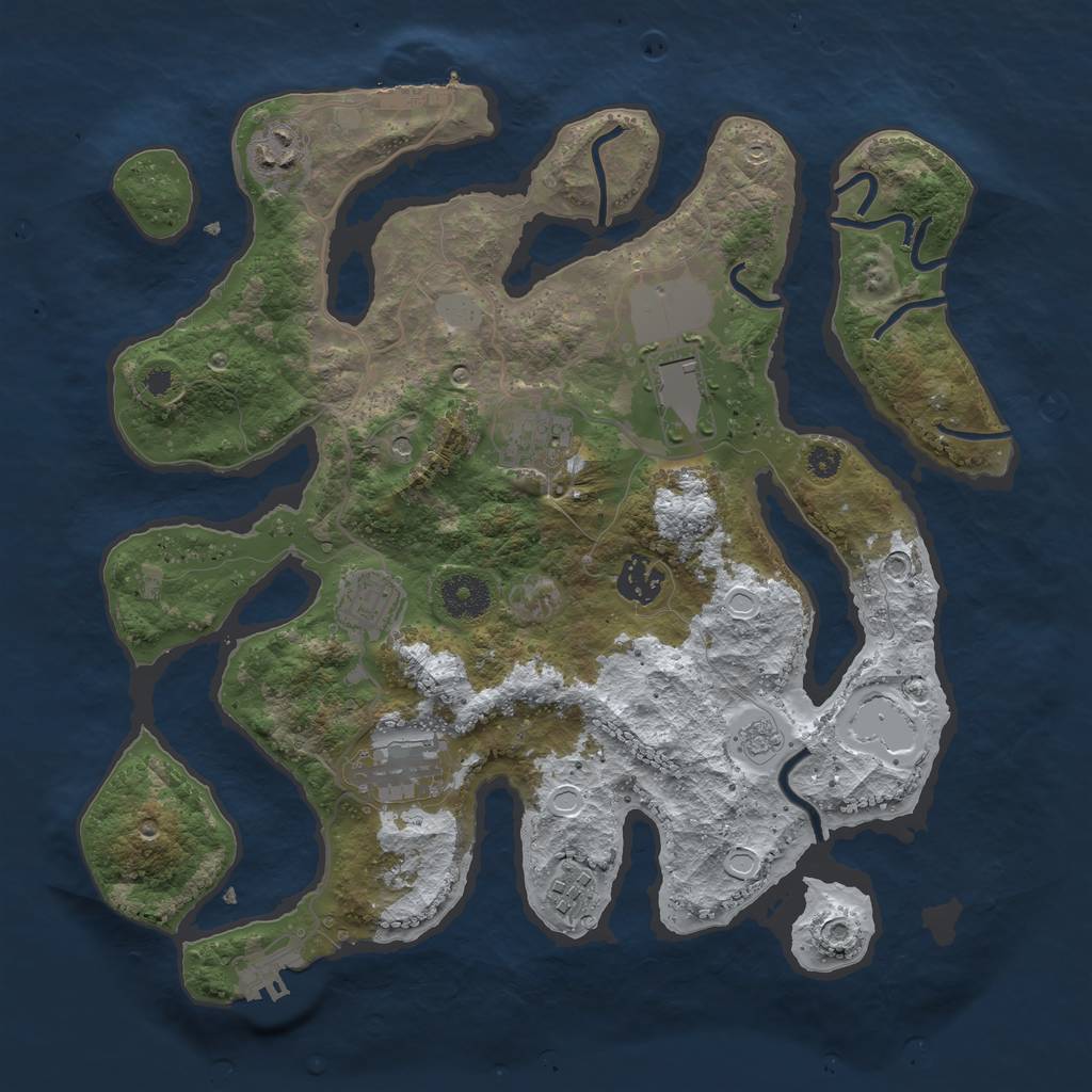 Rust Map: Procedural Map, Size: 3500, Seed: 6371841, 16 Monuments