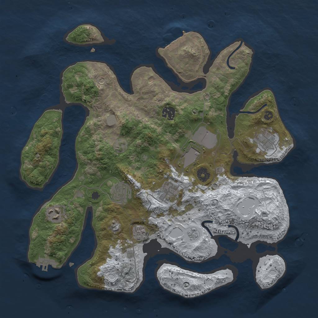 Rust Map: Procedural Map, Size: 3500, Seed: 4636576, 16 Monuments