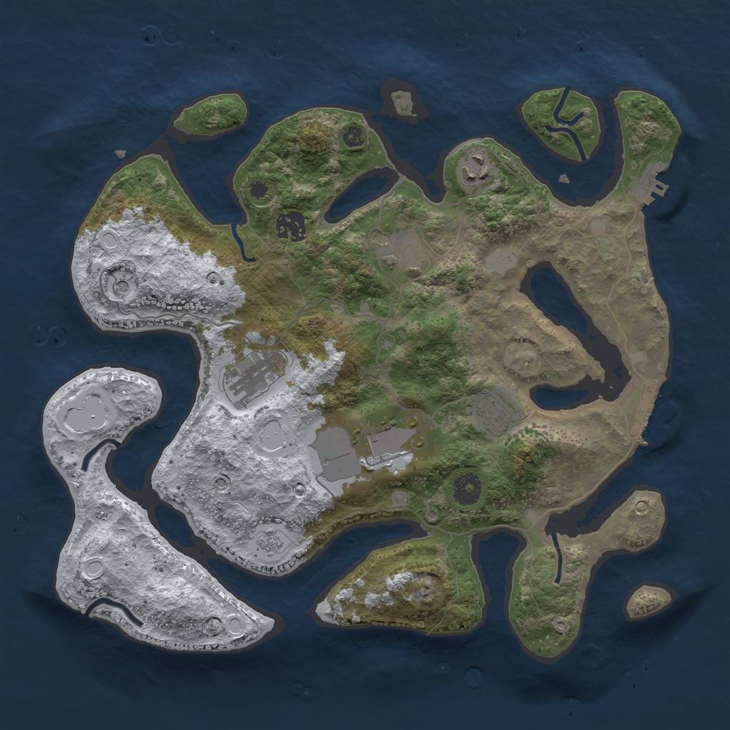 Rust Map: Procedural Map, Size: 3550, Seed: 760594, 15 Monuments