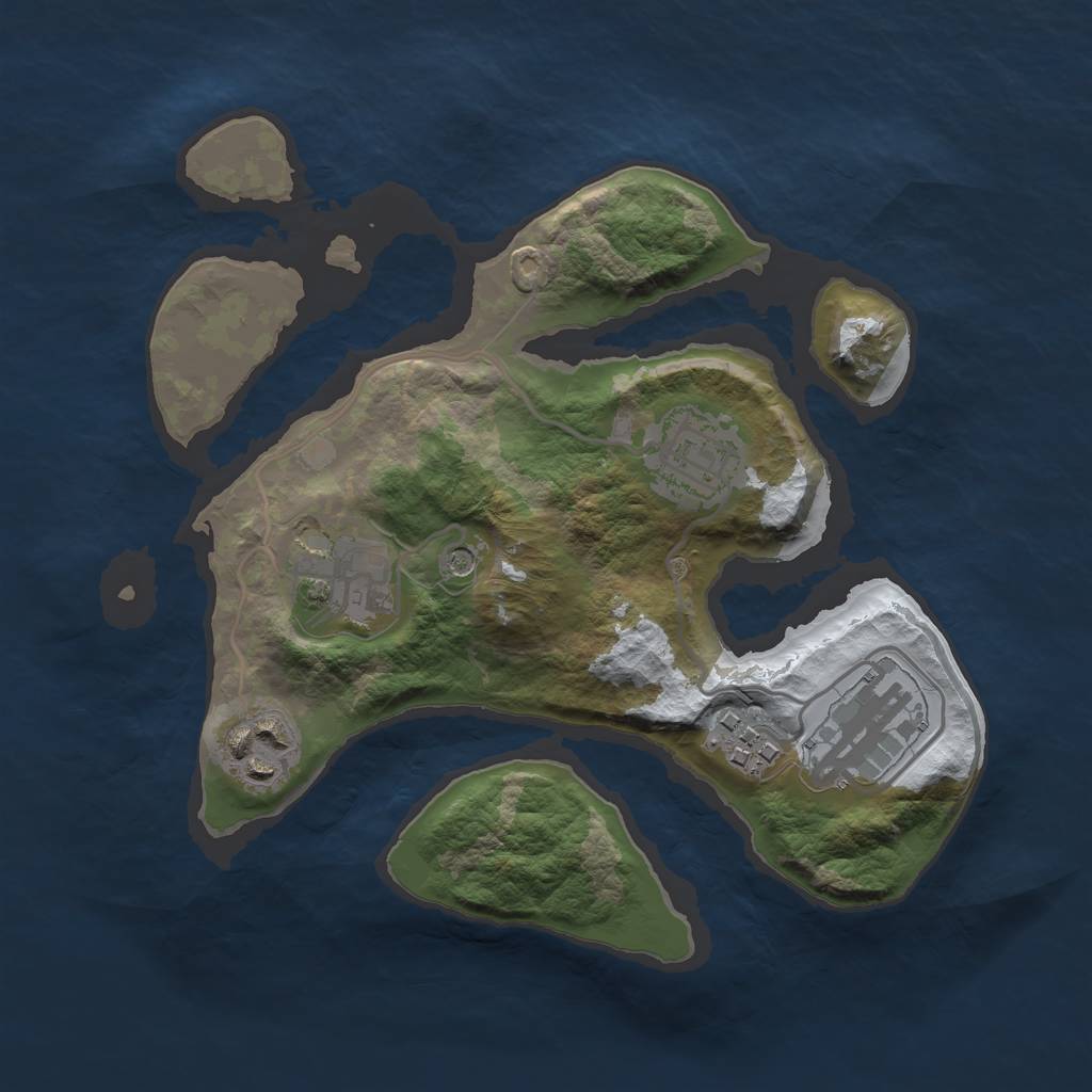 Rust Map: Barren, Size: 2500, Seed: 4611286, 8 Monuments