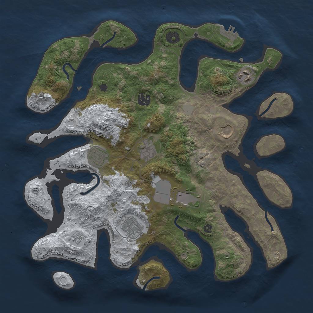 Rust Map: Procedural Map, Size: 3500, Seed: 3323794, 15 Monuments