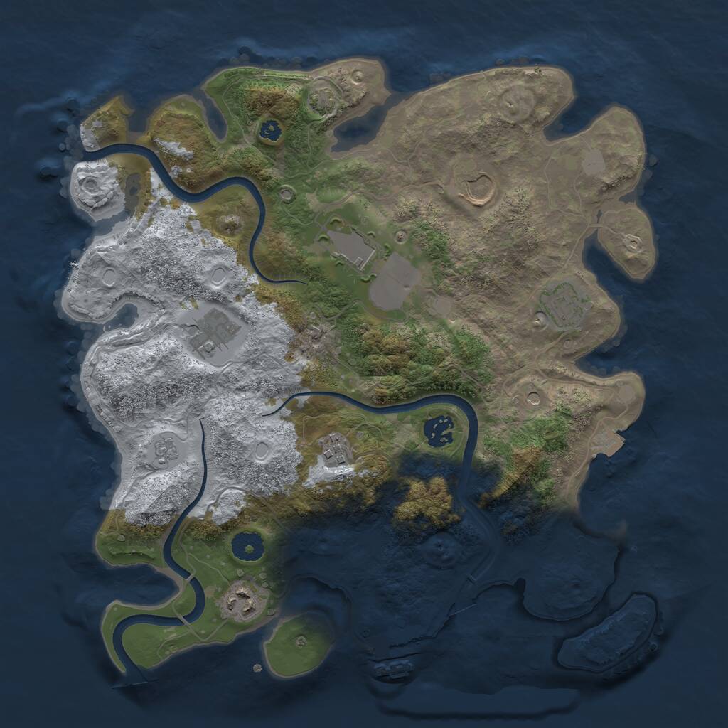 Rust Map: Procedural Map, Size: 3500, Seed: 3597285, 12 Monuments