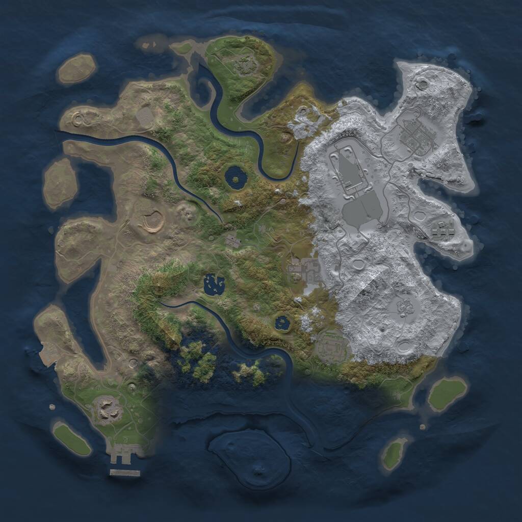 Rust Map: Procedural Map, Size: 3500, Seed: 1374103, 13 Monuments