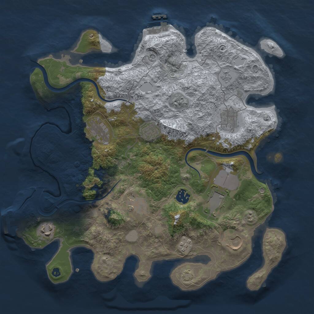 Rust Map: Procedural Map, Size: 3500, Seed: 3786027, 15 Monuments