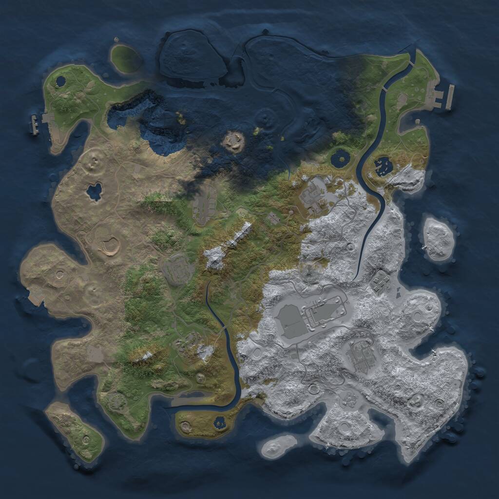 Rust Map: Procedural Map, Size: 4000, Seed: 2424968, 16 Monuments