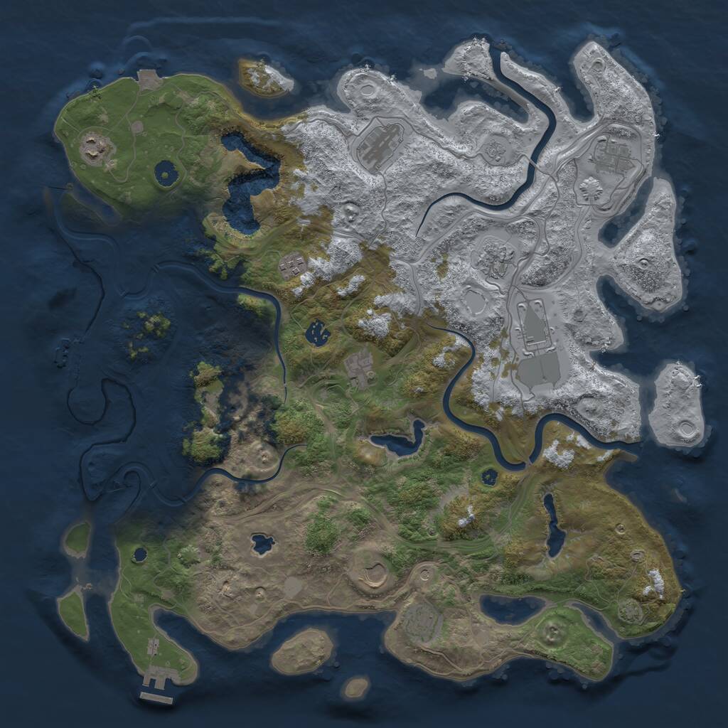 Rust Map: Procedural Map, Size: 4500, Seed: 528800150, 17 Monuments