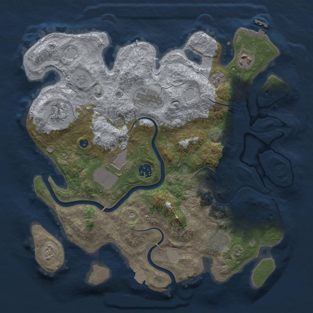 Rust Map: Procedural Map, Size: 3500, Seed: 5584751, 12 Monuments