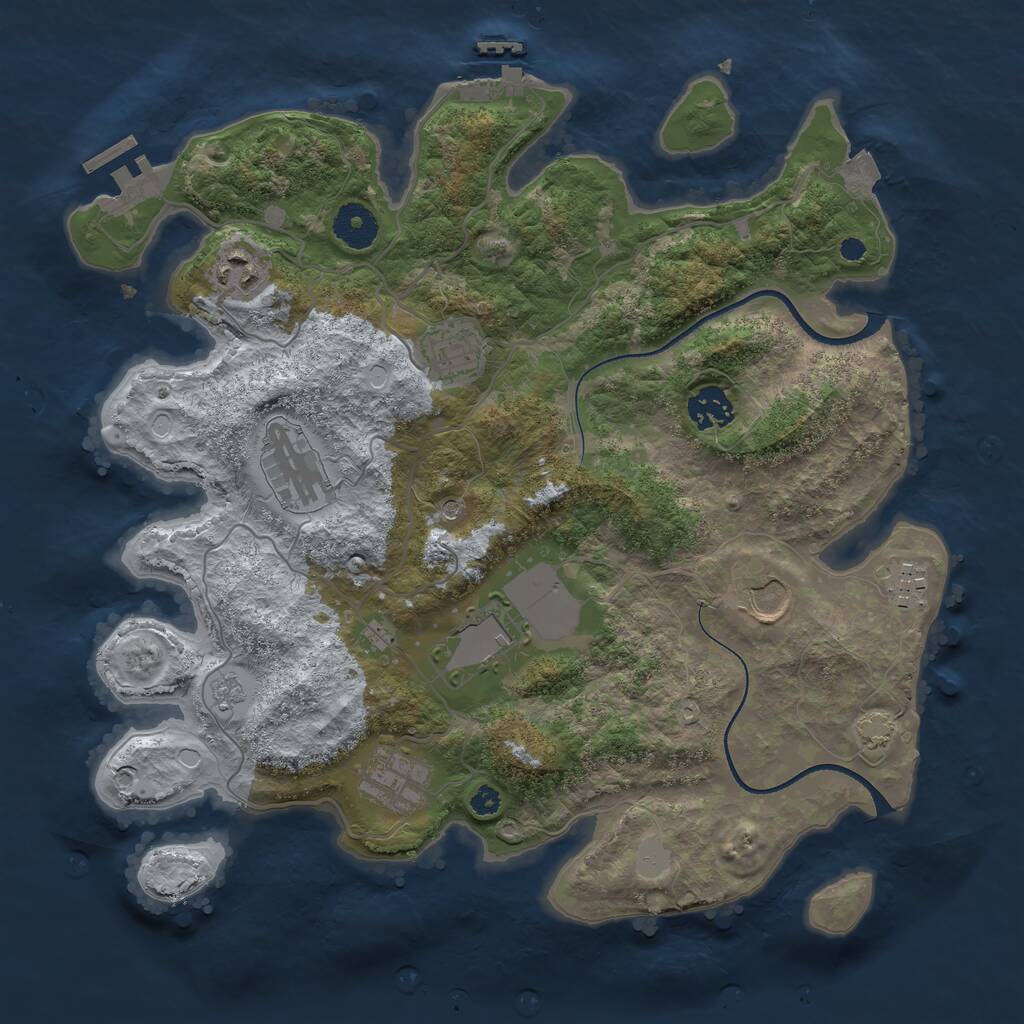 Rust Map: Procedural Map, Size: 3500, Seed: 4240104, 14 Monuments