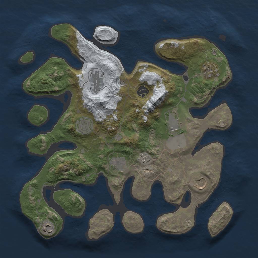 Rust Map: Barren, Size: 3500, Seed: 334031, 12 Monuments