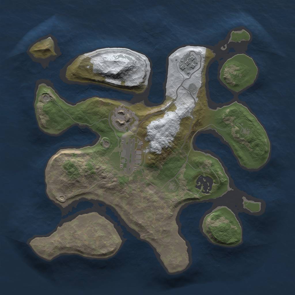 Rust Map: Barren, Size: 2500, Seed: 2143431, 6 Monuments