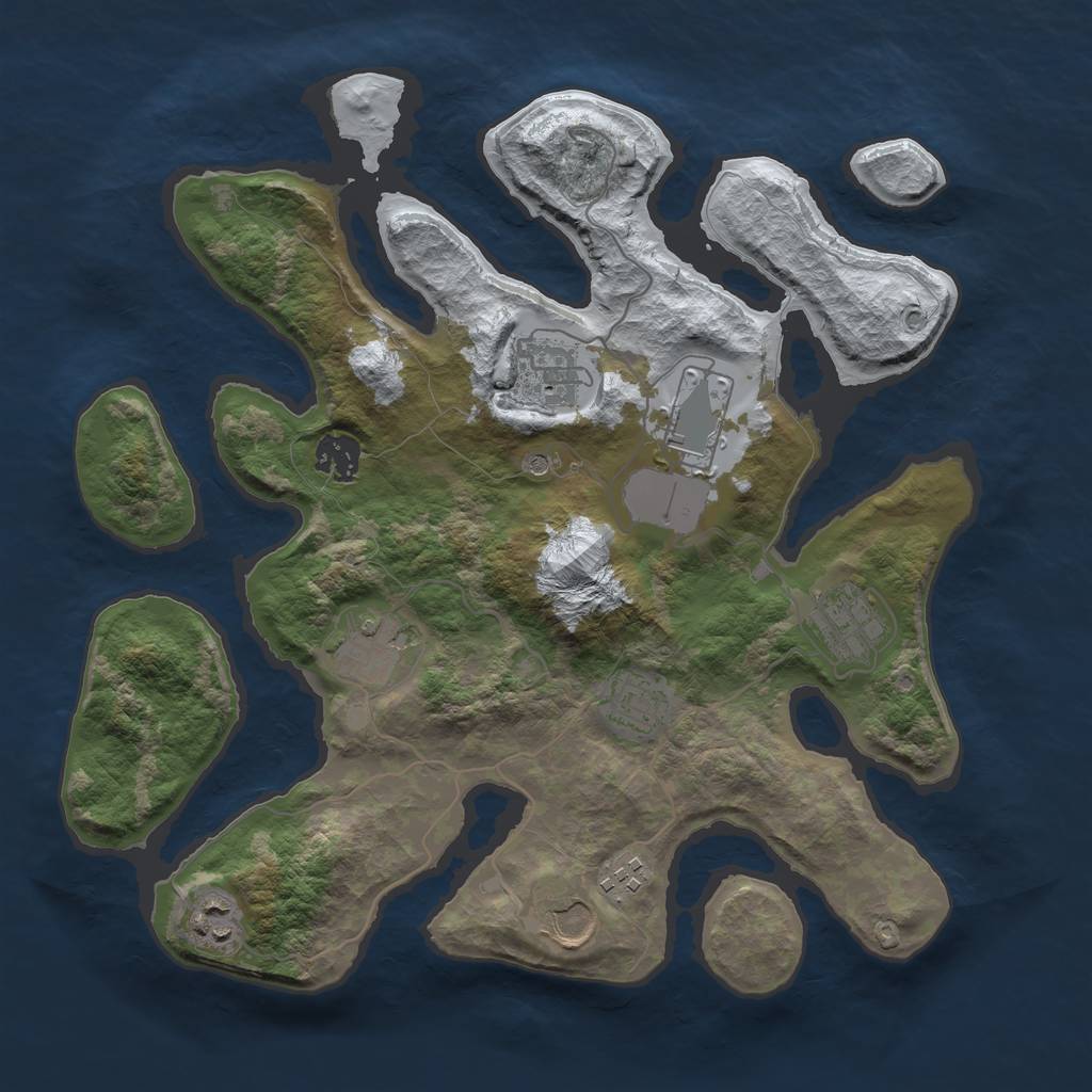 Rust Map: Barren, Size: 3500, Seed: 3671757, 12 Monuments