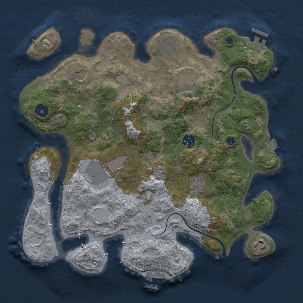 Rust Map: Procedural Map, Size: 3500, Seed: 5460738, 14 Monuments