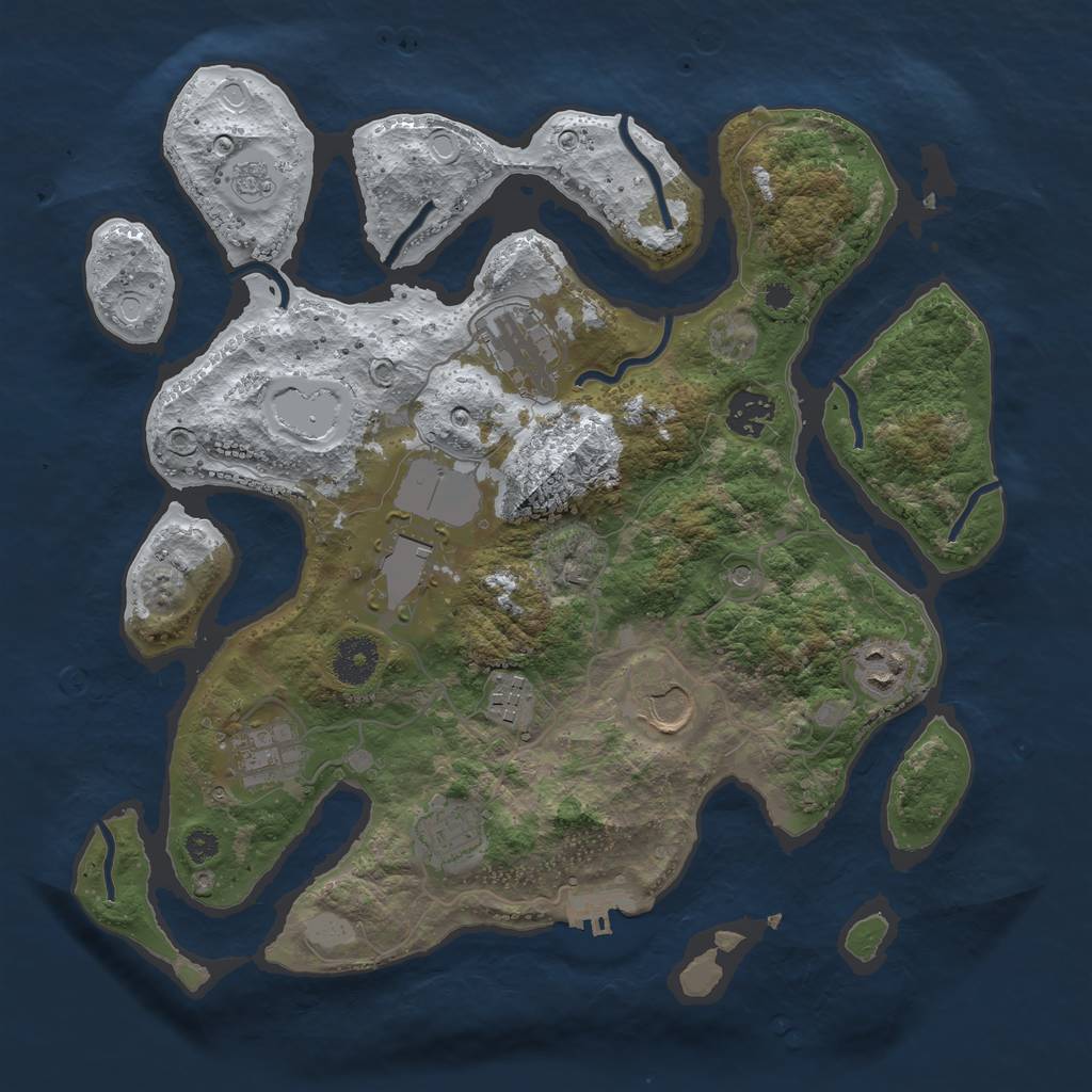 Rust Map: Procedural Map, Size: 3500, Seed: 3493859, 16 Monuments