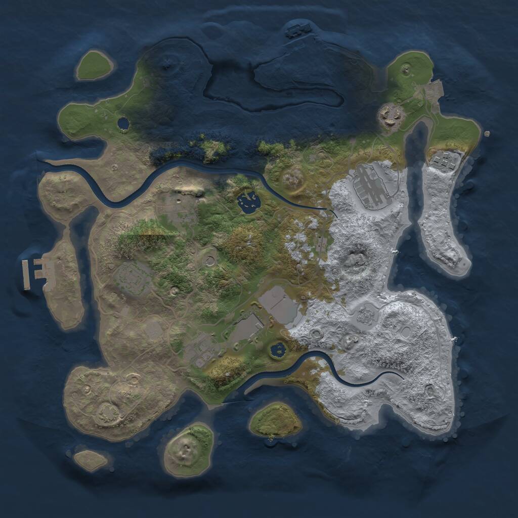 Rust Map: Procedural Map, Size: 3500, Seed: 2193772, 14 Monuments