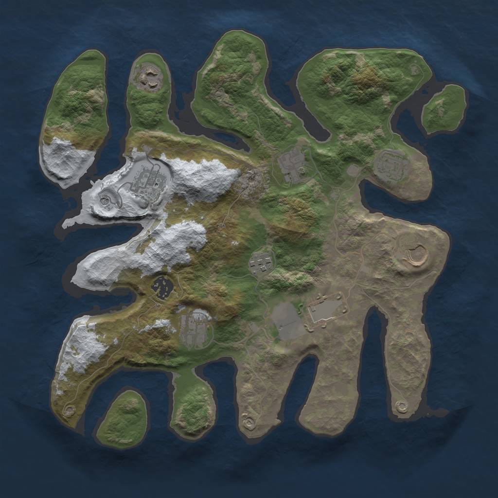 Rust Map: Barren, Size: 3500, Seed: 79989, 12 Monuments