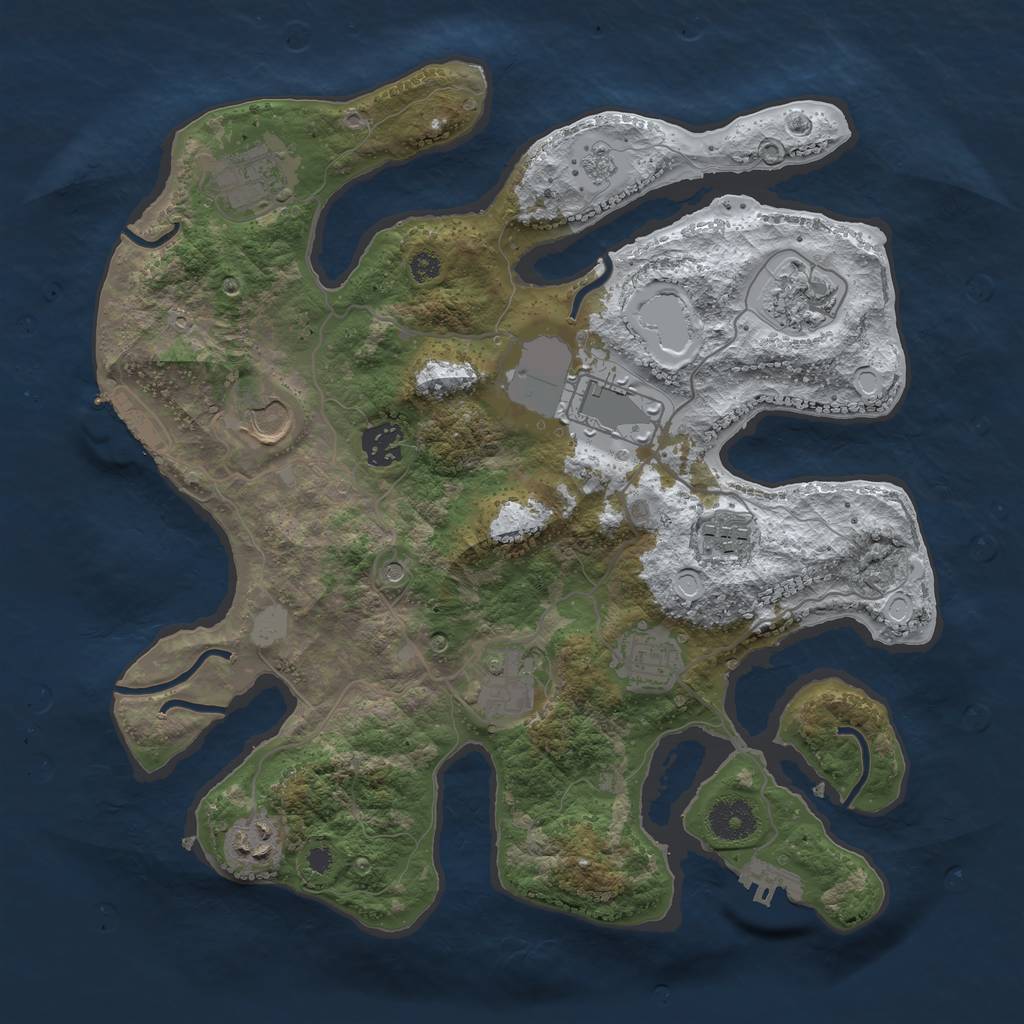 Rust Map: Procedural Map, Size: 3500, Seed: 1935895, 18 Monuments
