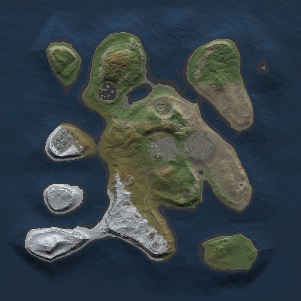 Rust Map: Barren, Size: 2500, Seed: 1781436, 7 Monuments