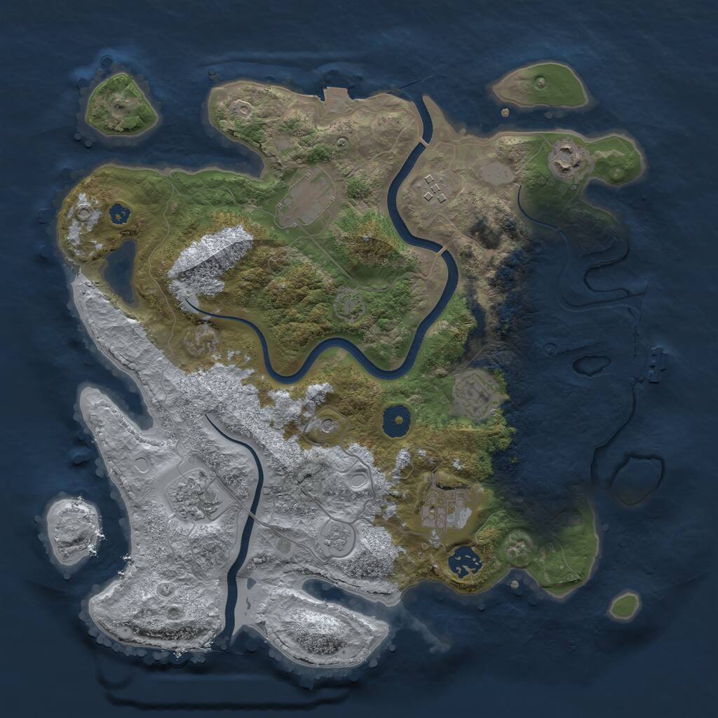 Rust Map: Procedural Map, Size: 3500, Seed: 4290740, 12 Monuments