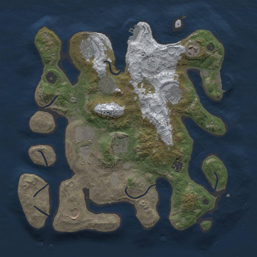 Rust Map: Procedural Map, Size: 3500, Seed: 2639465, 17 Monuments
