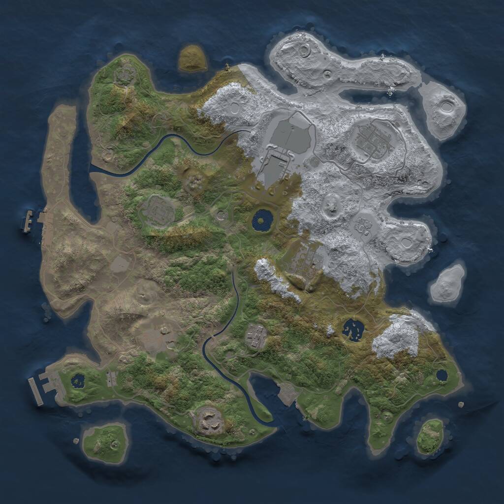 Rust Map: Procedural Map, Size: 3500, Seed: 3685192, 14 Monuments