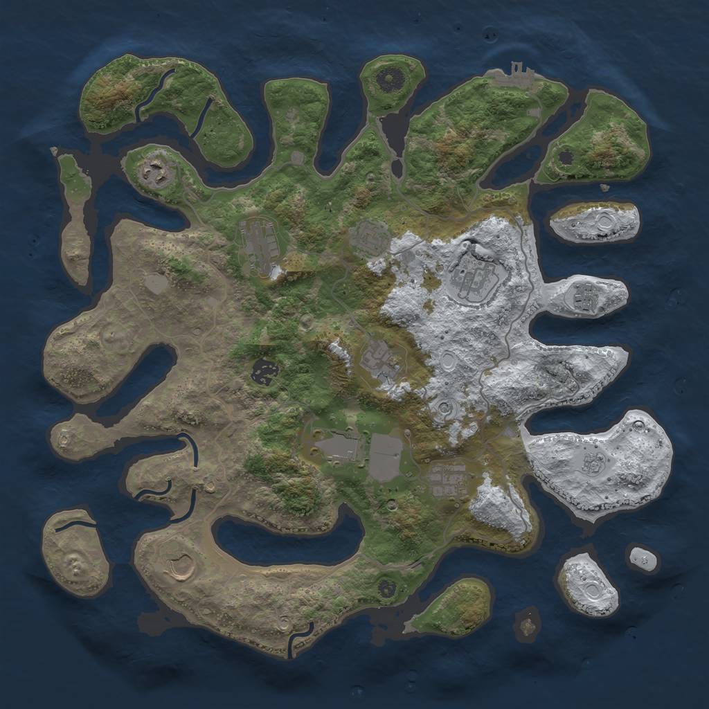 Rust Map: Procedural Map, Size: 4000, Seed: 530237, 18 Monuments