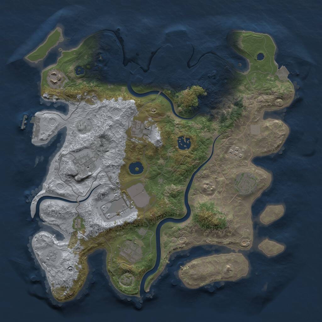 Rust Map: Procedural Map, Size: 3500, Seed: 4227995, 14 Monuments