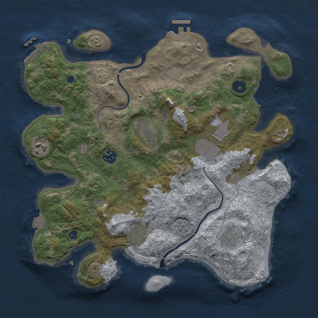 Rust Map: Procedural Map, Size: 3500, Seed: 5922880, 13 Monuments