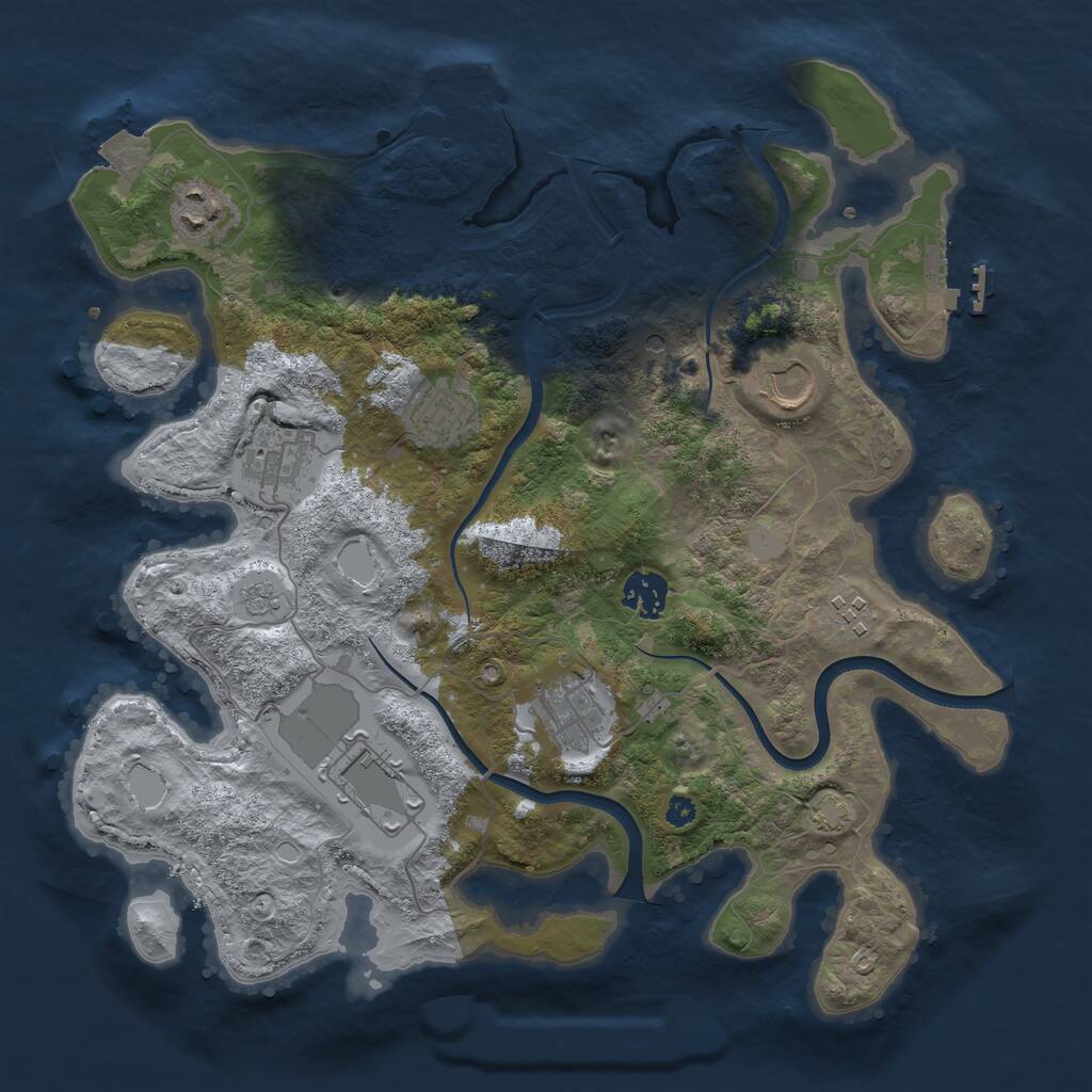Rust Map: Procedural Map, Size: 3550, Seed: 962317, 14 Monuments